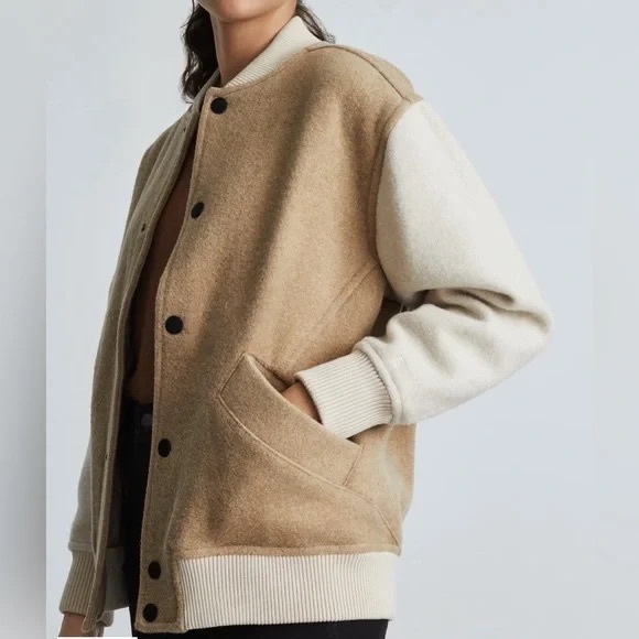 Everlane Rewool Varsity Bomber Jacket - Cream - Picture 3 of 5